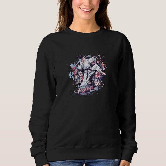 Moletom Design de Mulher Floral Taekwondo Mãe (Frente)