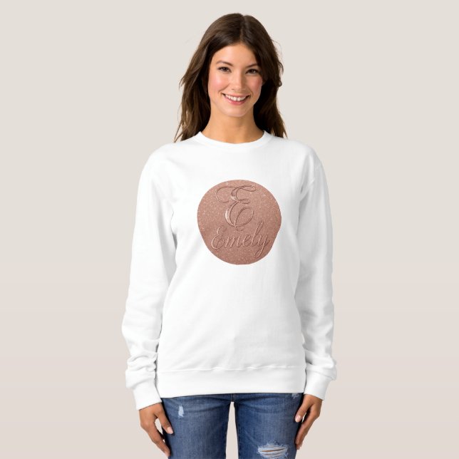 Moletom Design de nome de brilho Dourado do Rosa personali (Frente Completa)