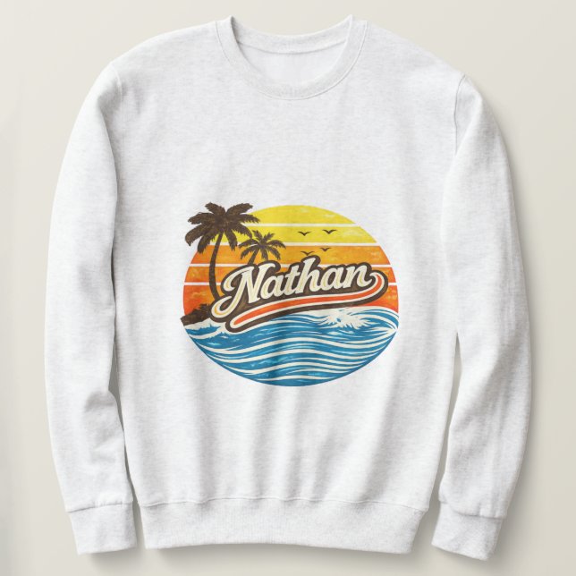 Moletom Design de Nome Nathan Retro Sunset (Frente do Design)
