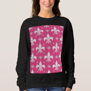 Moletom Design de padrão de flor-de-lis com fundo rosa
