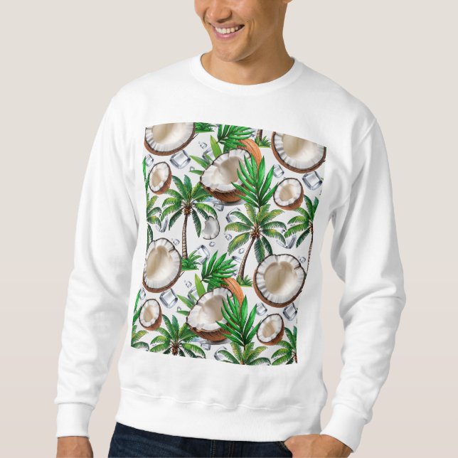Moletom Design de Padrão Tropical de Árvore de Coco (Frente)
