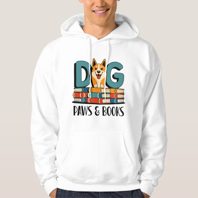 Moletom Design de Patinhas de Cachorro e Livros (Frente)