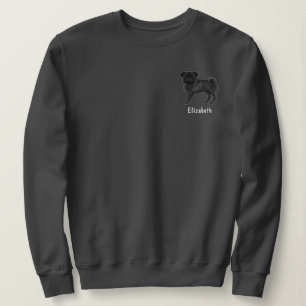 Moletom Design de Raça de Cão Mops Preto com Texto Persona