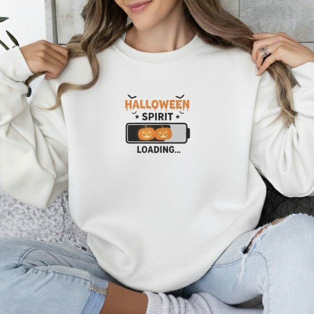 Moletom Design de Tipografia Carregando Espírito de Hallow (Halloween Spirit Loading Typography Design Sweatshirt
)