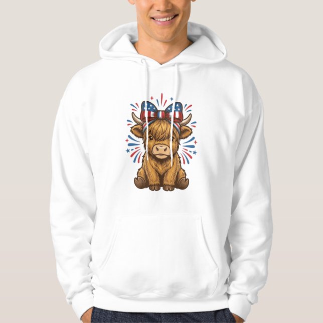 Moletom Design de Vetor de Vaca das Terras Altas Patriótic (Frente)