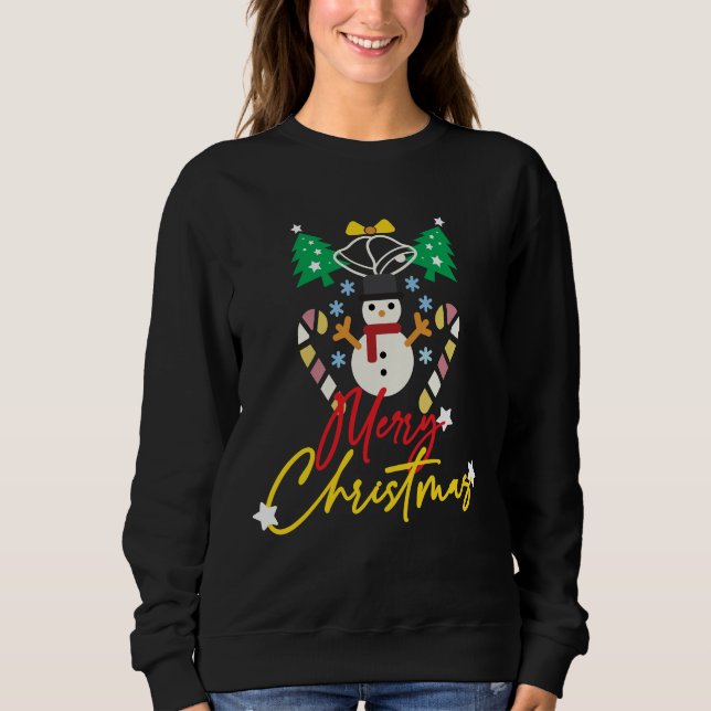 Moletom Design Divertido de Natal com Sininhos e Árvores (Frente)