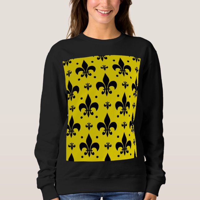 Moletom Design do padrão Fleur-de-lis de fundo amarelo (Frente)