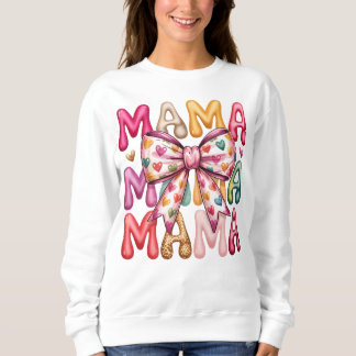 Moletom Design Empilhado Retro Coração Laço Mama