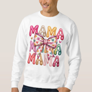 Moletom Design Empilhado Retro Coração Laço Mamãe