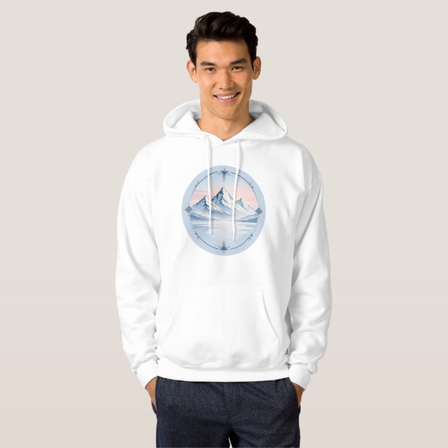 Moletom Design Geométrico da Montanha de Inverno Calmo (Frente Completa)