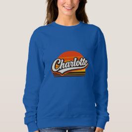 Moletom Design Personalizado de Nome Charlotte Retro Pôr d