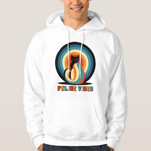 Moletom Design Retro de Gato Vibrações Felinas (Frente)