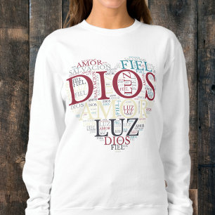 Moletom Deus E Fé Coração Mulher Cristã Espanhol