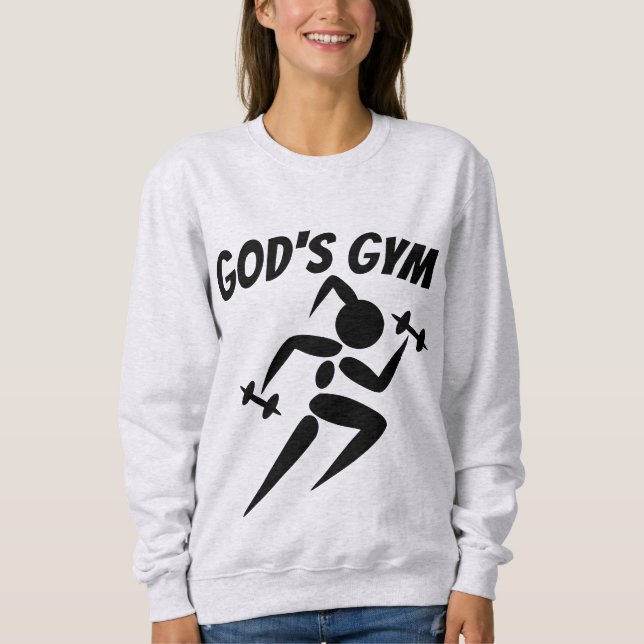 Moletom DEUS É GYM, Meninas T-Shirts Cristãs (Frente)