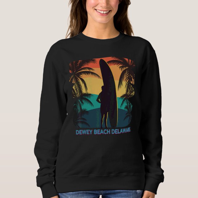 Moletom Dewey Beach Delaware De Palm Tree Surfer (Frente)