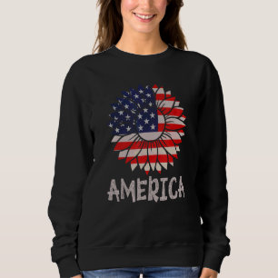 Moletom Dia da Independência do Girassol EUA Bandeira Ame