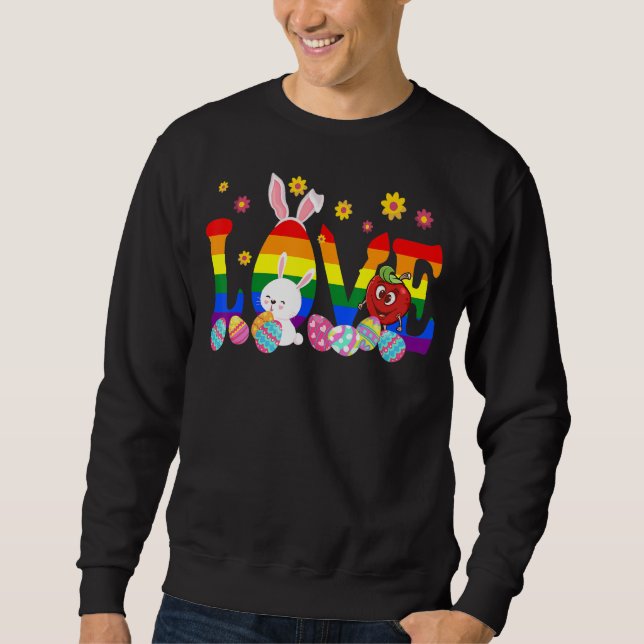 Moletom Dia da Páscoa de amor Lgbt Pride Flower Hunting Eg (Frente)