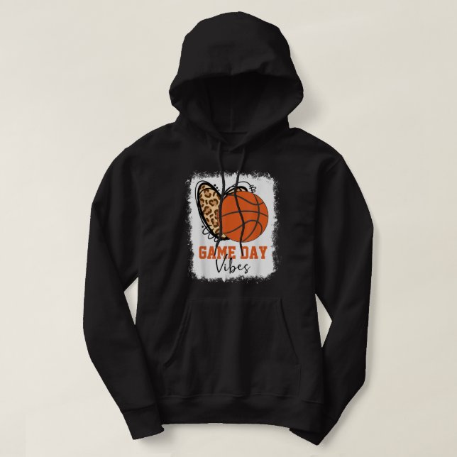Moletom Dia de Basquete Branqueado Vibes de Basquete Mãe (Frente do Design)