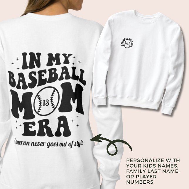 Moletom Dia de Jogo do Jogo do Jogo Baseball Mãe Era (Baseball Mom Era Sweatshirt Custom Name Game Day Sweater for Mom. Team Mom Gift)