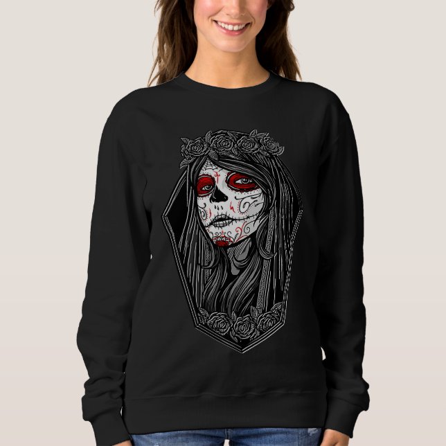 Moletom Dia de los Muertos Halloween Roses Mexican Sugar S (Frente)