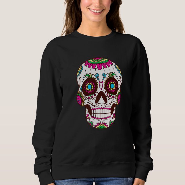 Moletom Dia De Los Muertos Pink Elements Skull Mask Premiu (Frente)