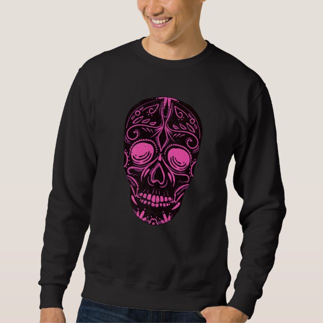 Moletom Dia De Los Muertos Pink Skull Mask Premium (Frente)