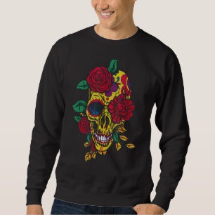 Moletom Dia De Los Muertos Rosas De Máscara Skull Dia Do M