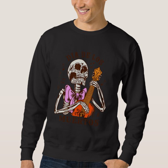 Moletom Dia De Los Muertos Skeleton Colourful Bow Music Gu (Frente)