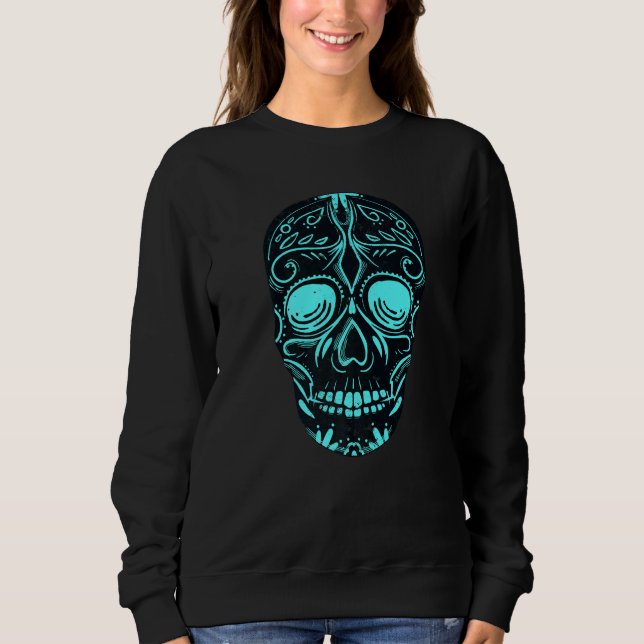 Moletom Dia De Los Muertos Turquoise Mask Skull Premium (Frente)