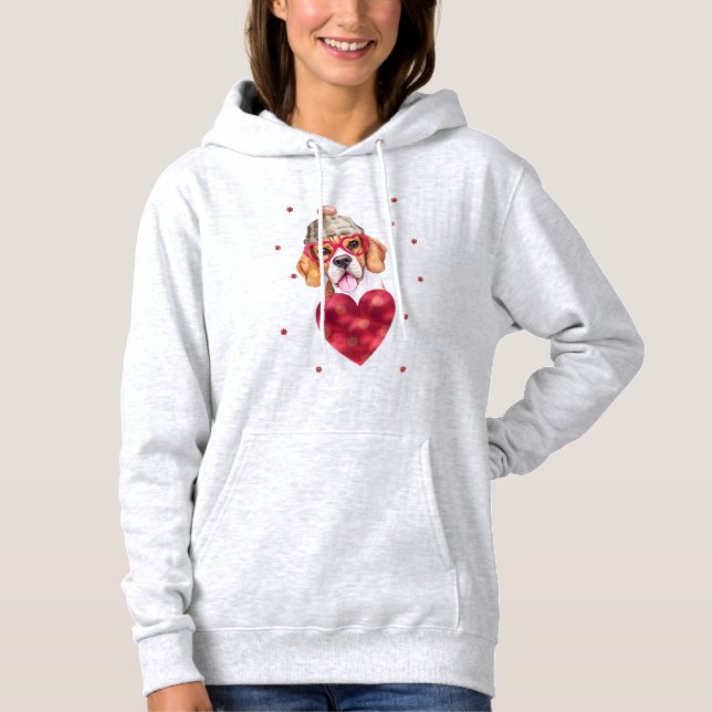 Moletom Dia de os namorados Dif Beagle Dog Hoodie (Frente)