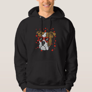 Moletom Dia de os namorados Inglês Bulldog Face Heart Glas