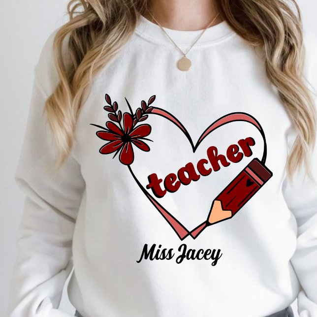 Moletom Dia de os namorados Personalizado de Professores d (Teacher Valentines Day Gift, Love Teacher, Valentines Day Teacher, Teacher Heart Reading sweatshirt)