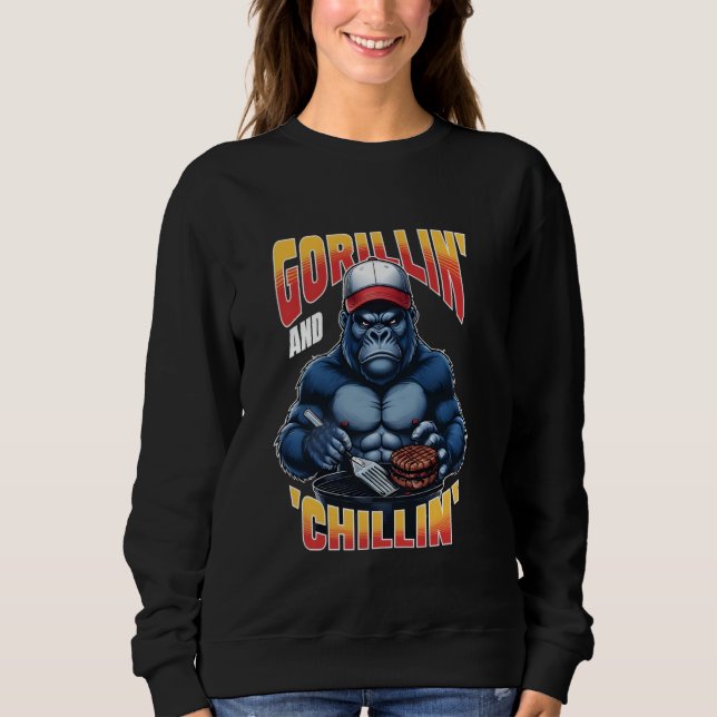 Moletom Dia de os pais churrasco Grill Funny Gorilla Summe (Frente)