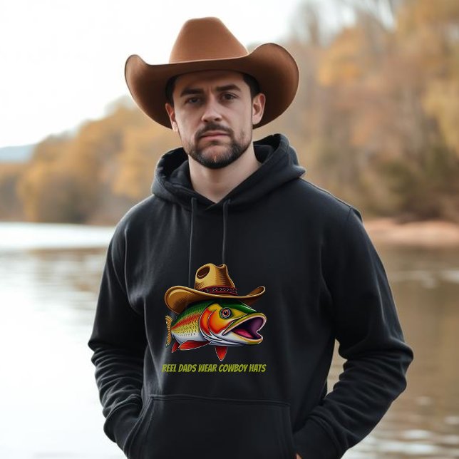 Moletom Dia de os pais Engraçado Peixe Vestindo um Chapéu  (Funny Hoodie for Men Fish wearing a Cowboy Hat Fathers Day Gift Gifts for him)