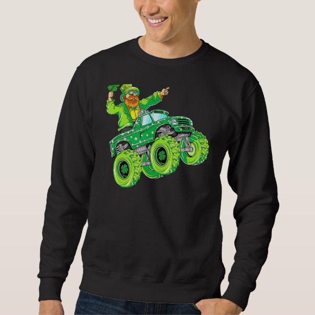 Moletom Dia de São Patrício Leprechaun Monster Truck Lucky (Frente)