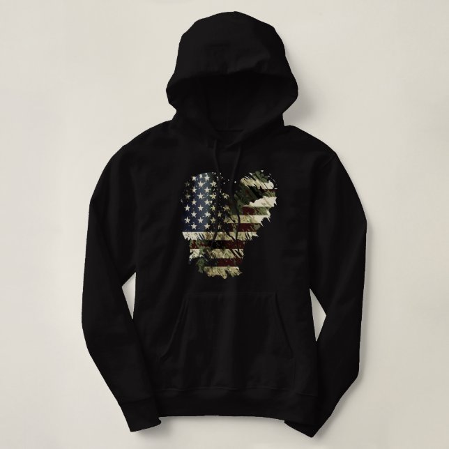 Moletom Dia Memorial Camo American Flag Camouflage 4º (Frente do Design)