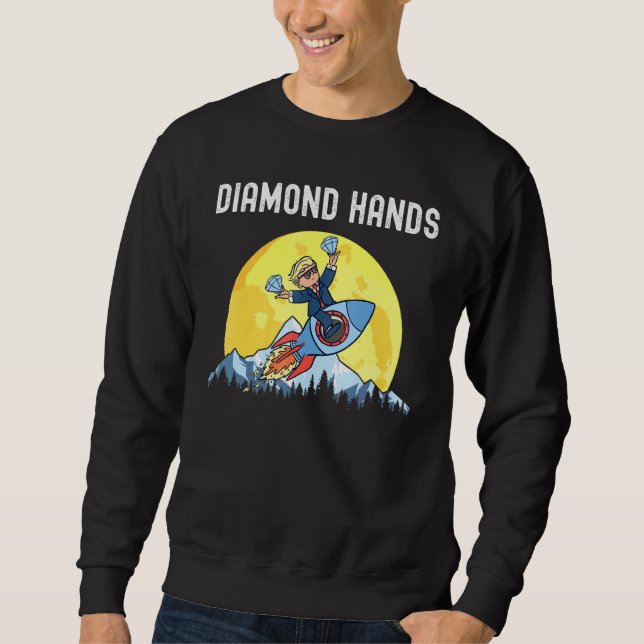 Moletom Diamond Mãos Wallstreetbets Amc Para O Meme Da Lua (Frente)