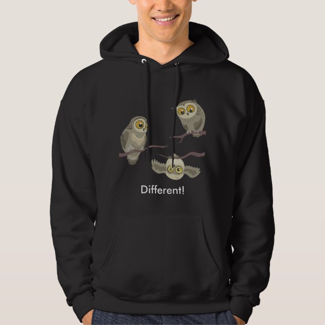 Moletom Diferente! Hoodie de cabeça para baixo da coruja (Frente)