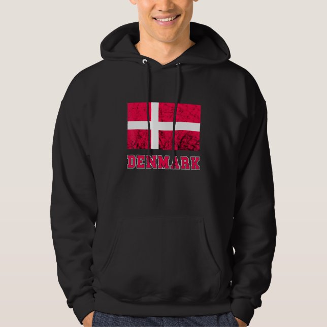 Moletom Dinamarca Flag Dannebrog Retro Danish Pride Danes  (Frente)