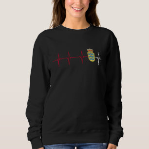 Moletom Dinamarca Flag Heart beat Danmark Distresse