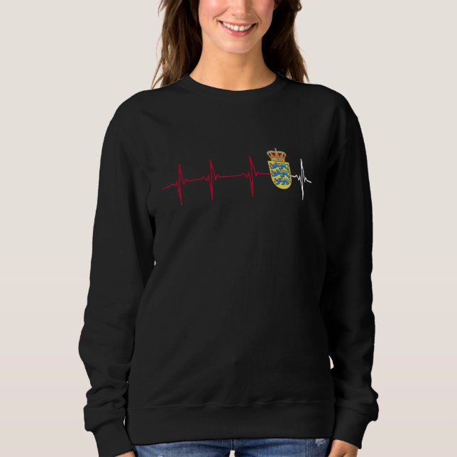 Moletom Dinamarca Flag Heart beat Danmark Distresse (Frente)