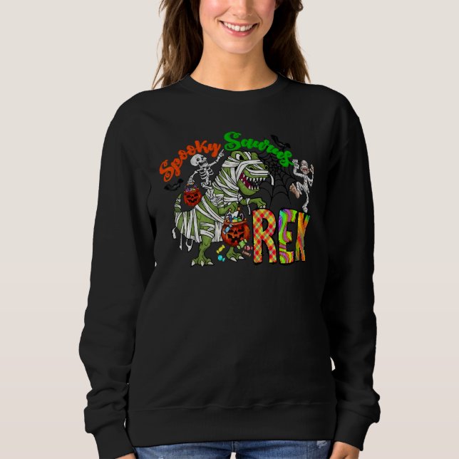 Moletom Dino Halloween Spookysaurus Trex Travessuras Ou Tr (Frente)