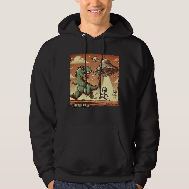 Moletom Dino UFO Selfie: Pânico Vintage (Hoodie Masculina) (Frente)
