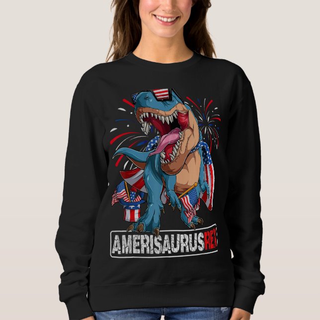 Moletom Dinosaur 4th of July Boys Girls Men Amerisaurus T  (Frente)