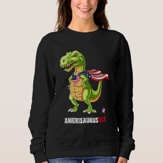 Moletom Dinosaur 4th Of July Kids Boys Men Amerisaurus T R (Frente)