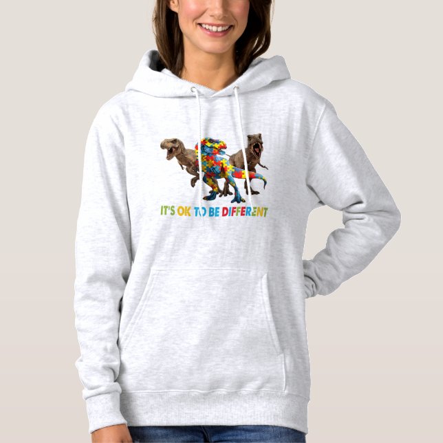 Moletom Dinosaur Autism Awareness design features a dinosa (Frente)