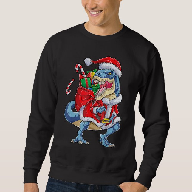 Moletom Dinosaur Christmas Santa Claus rex Boys Men  Xmas (Frente)