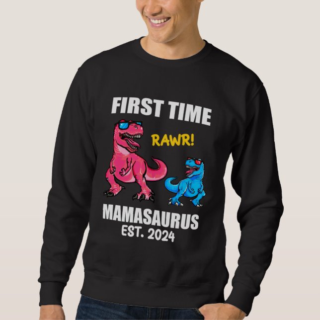 Moletom Dinosaur Mama  2024 Baby Announcement First Time M (Frente)