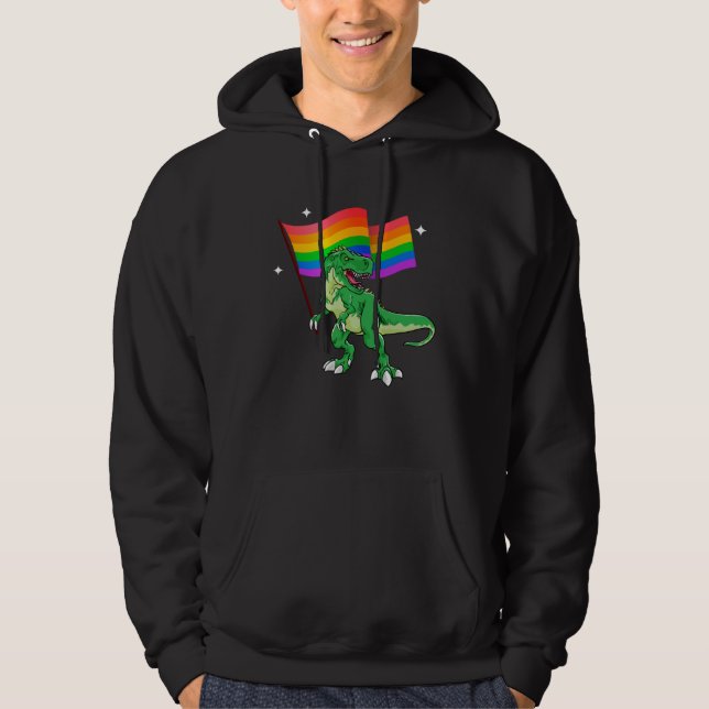 Moletom Dinosaur Rawr Pride Parade Gay & Lesbian Rainbow F (Frente)