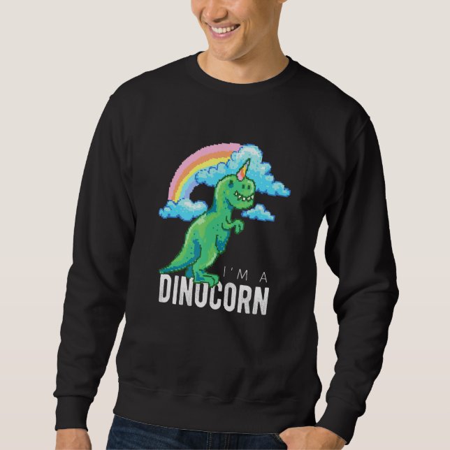 Moletom Dinossauro Bonito De 8 Bits Dinocorn Unicorn Paleo (Frente)